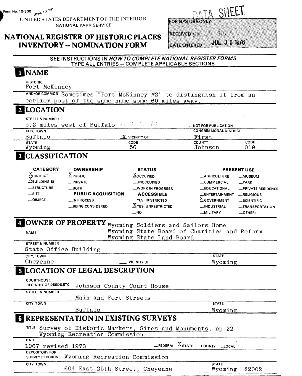 Fort Mckinney National Register Form Size