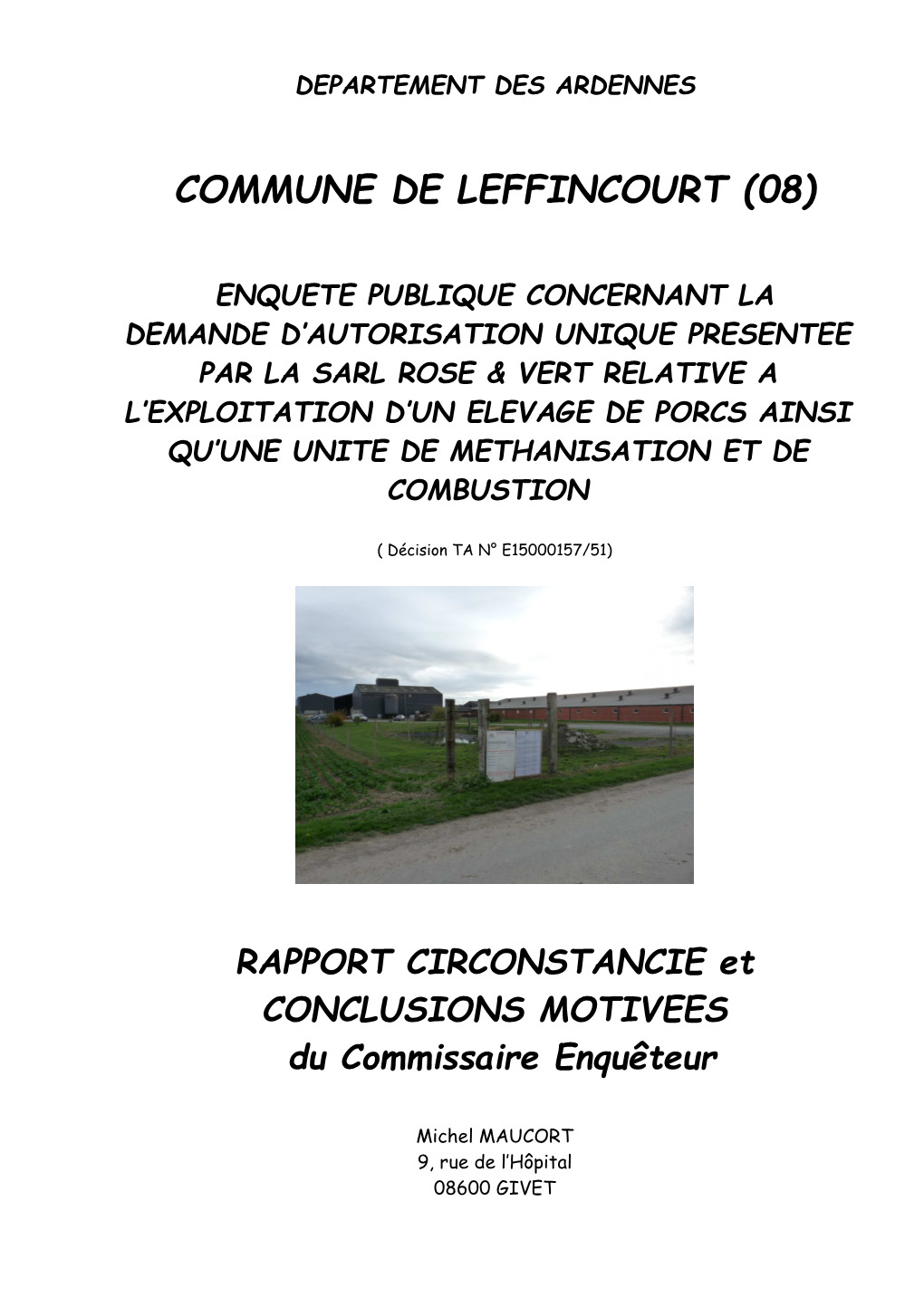 RAPPORT ICPE Leffincourt