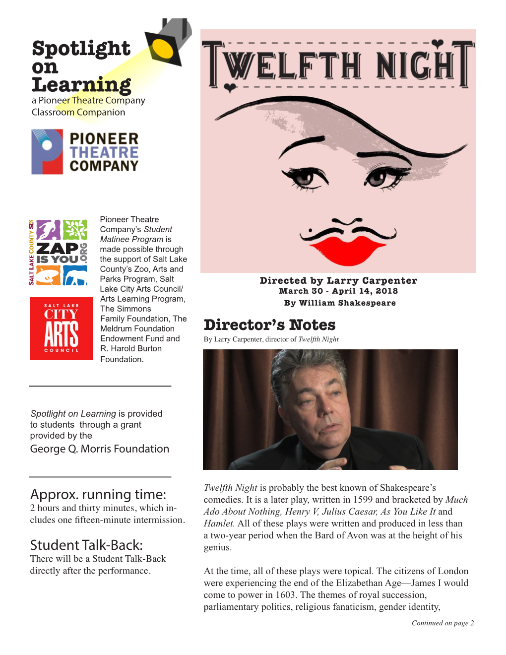 Spotlight on Learning a Pioneer Theatre Company Classroom Companion