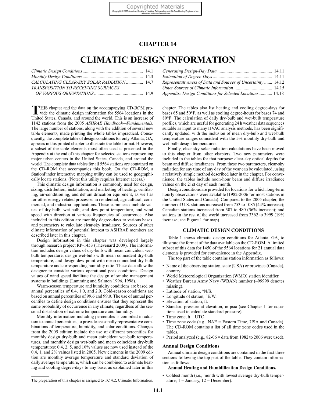 CLIMATIC DESIGN INFORMATION Climatic Design Conditions