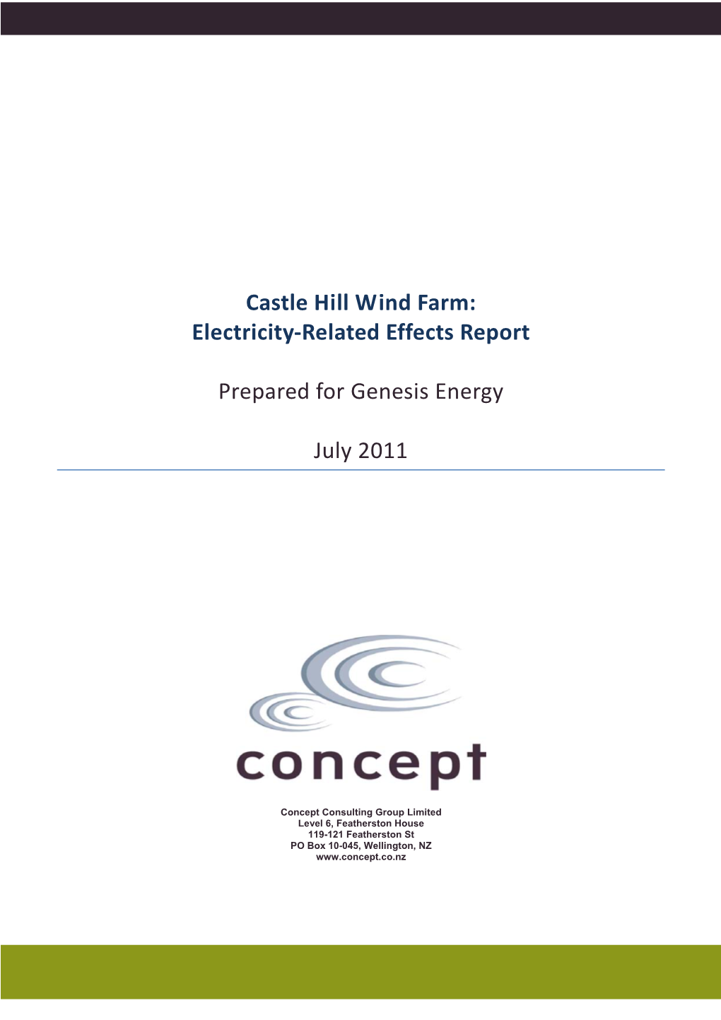 Castle Hill Wind Farm: Electricity-Related Effects Report