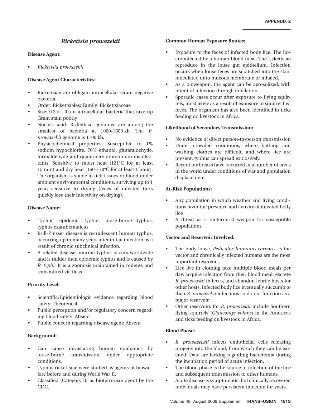 Rickettsia Prowazekii Common Human Exposure Routes