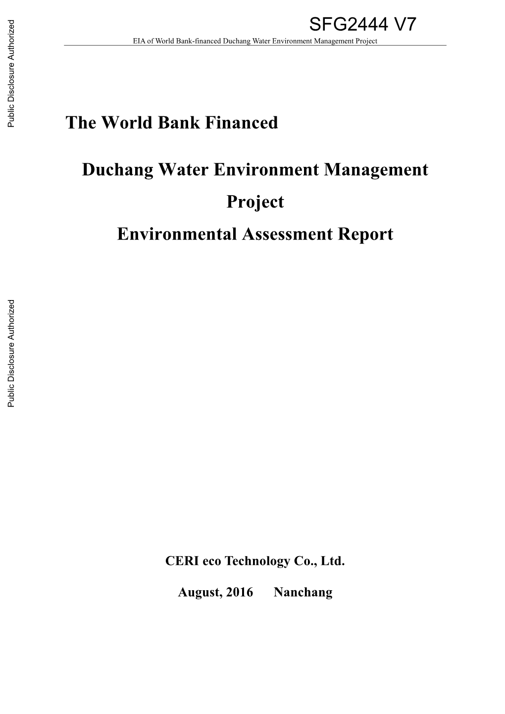 Environmental Assessment Report