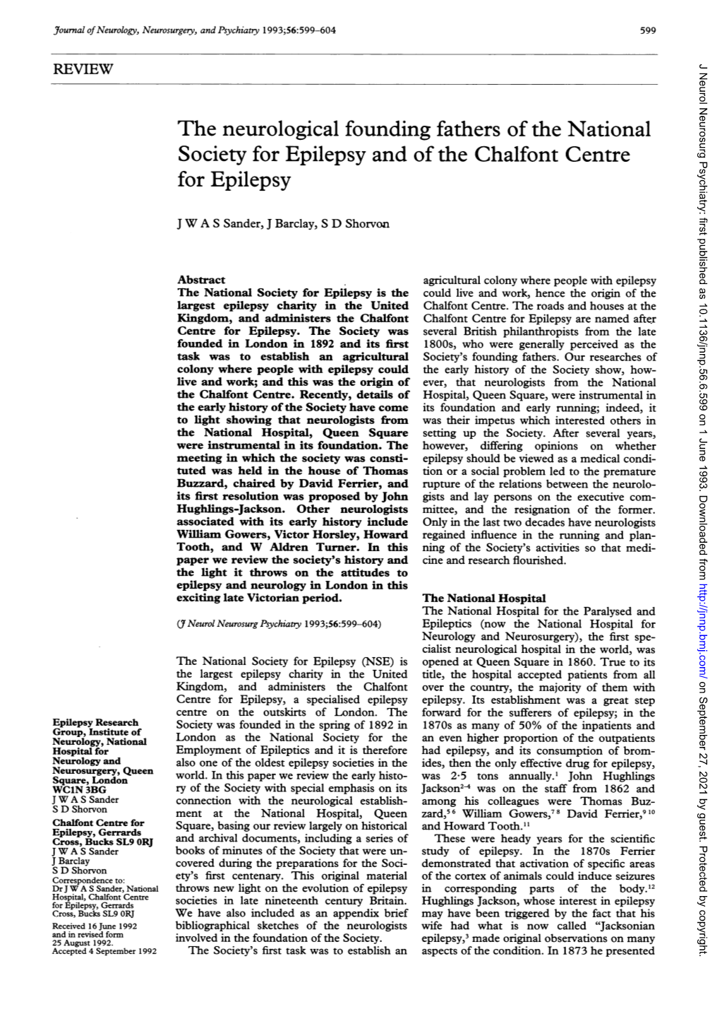 The Neurological Founding Fathers of the National Society for Epilepsy and of the Chalfont Centre for Epilepsy