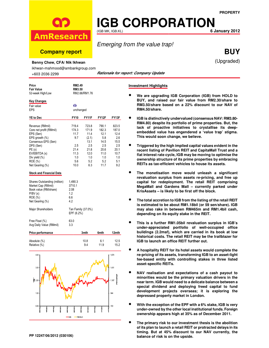 IGB CORPORATION (IGB MK, IGB.KL) 6 January 2012