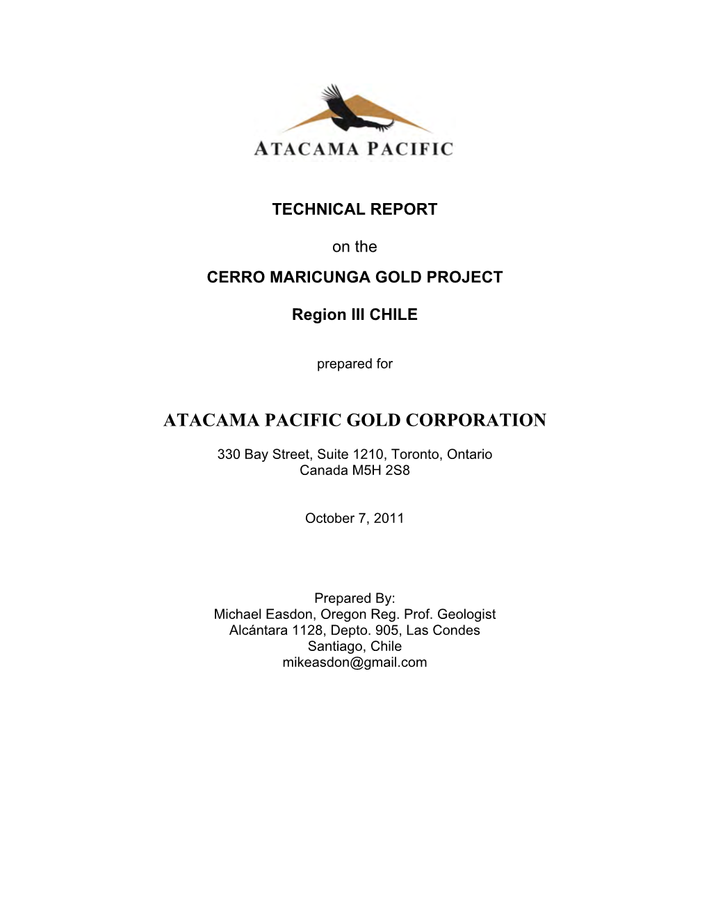 Atacama Pacific Gold Corporation