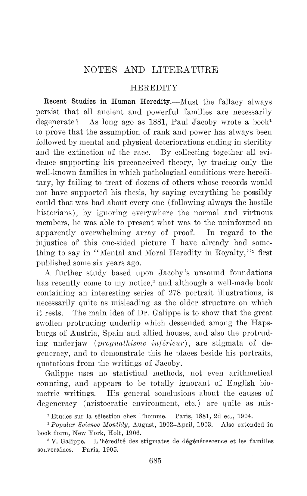 (1908): Recent Studies in Human Heredity