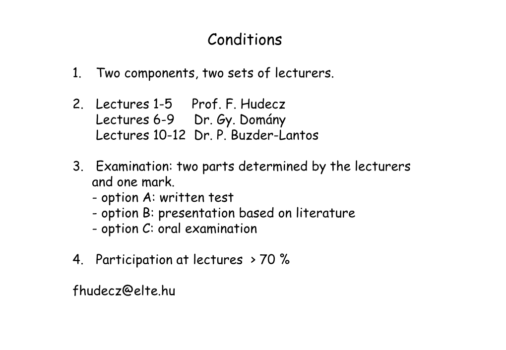 1. Two Components, Two Sets of Lecturers