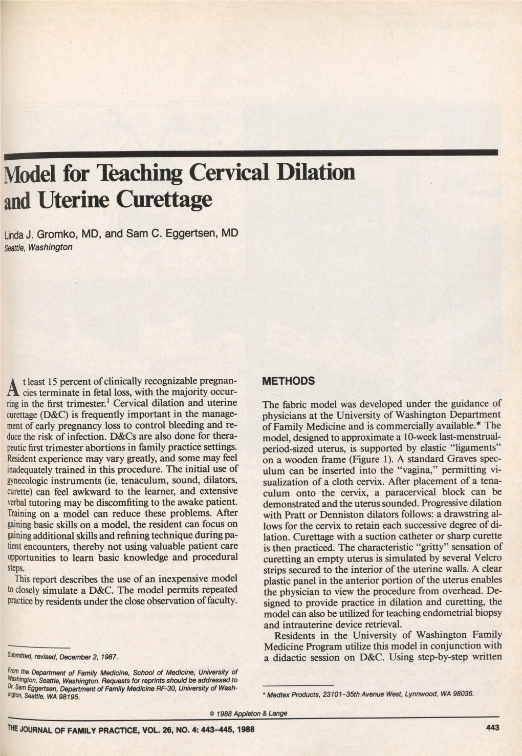 Model for Teaching Cervical Dilation and Uterine Curettage