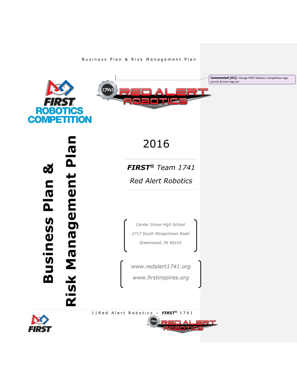 FIRST® Team 1741 Red Alert Robotics