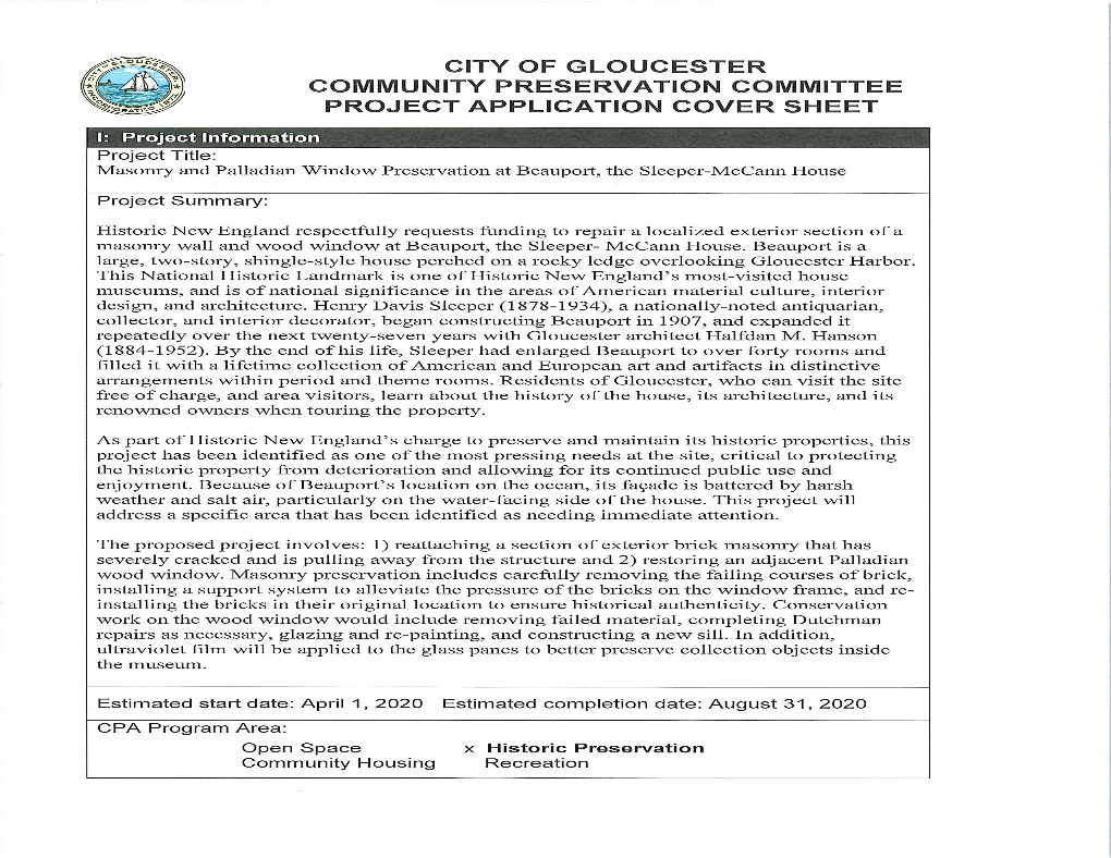 City of Gloucester Community Preservation Committee