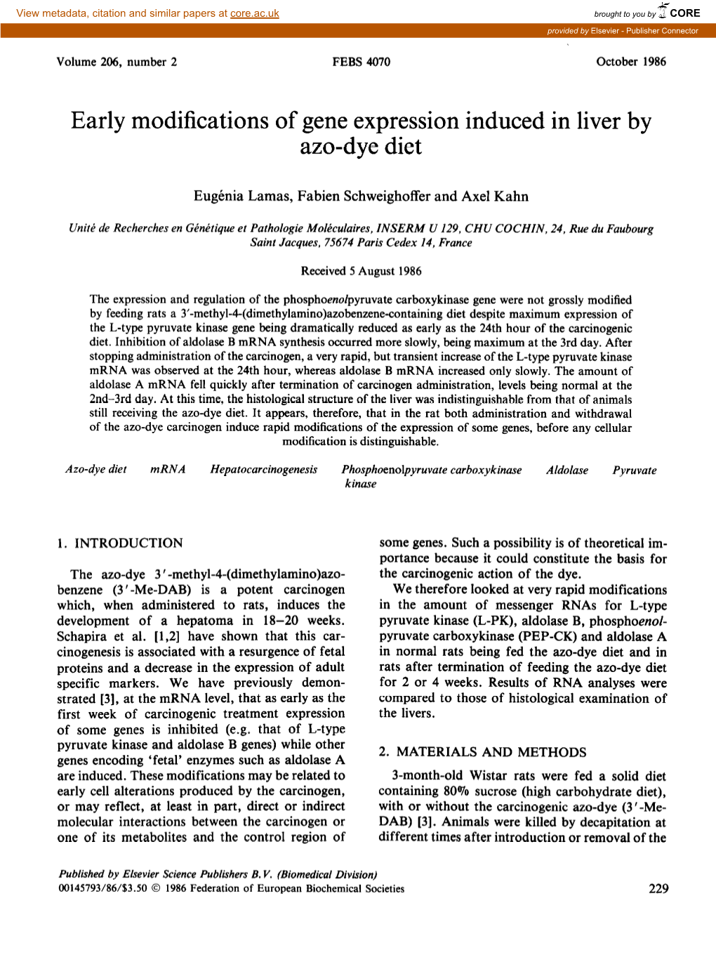 Early Modifications of Gene Expression Induced in Liver by Azo-Dye Diet