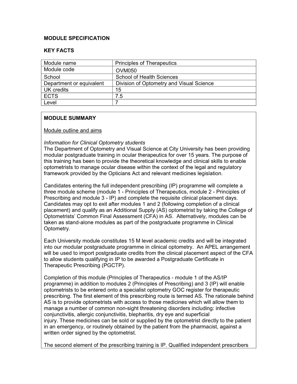 Module Specification