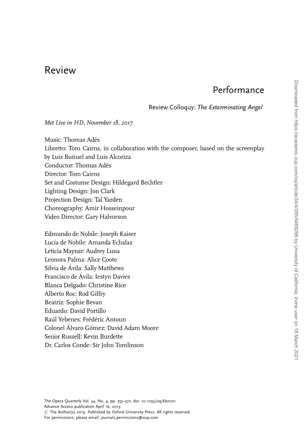 Review Downloaded from by University of California, Irvine User on 18 March 2021 Performance