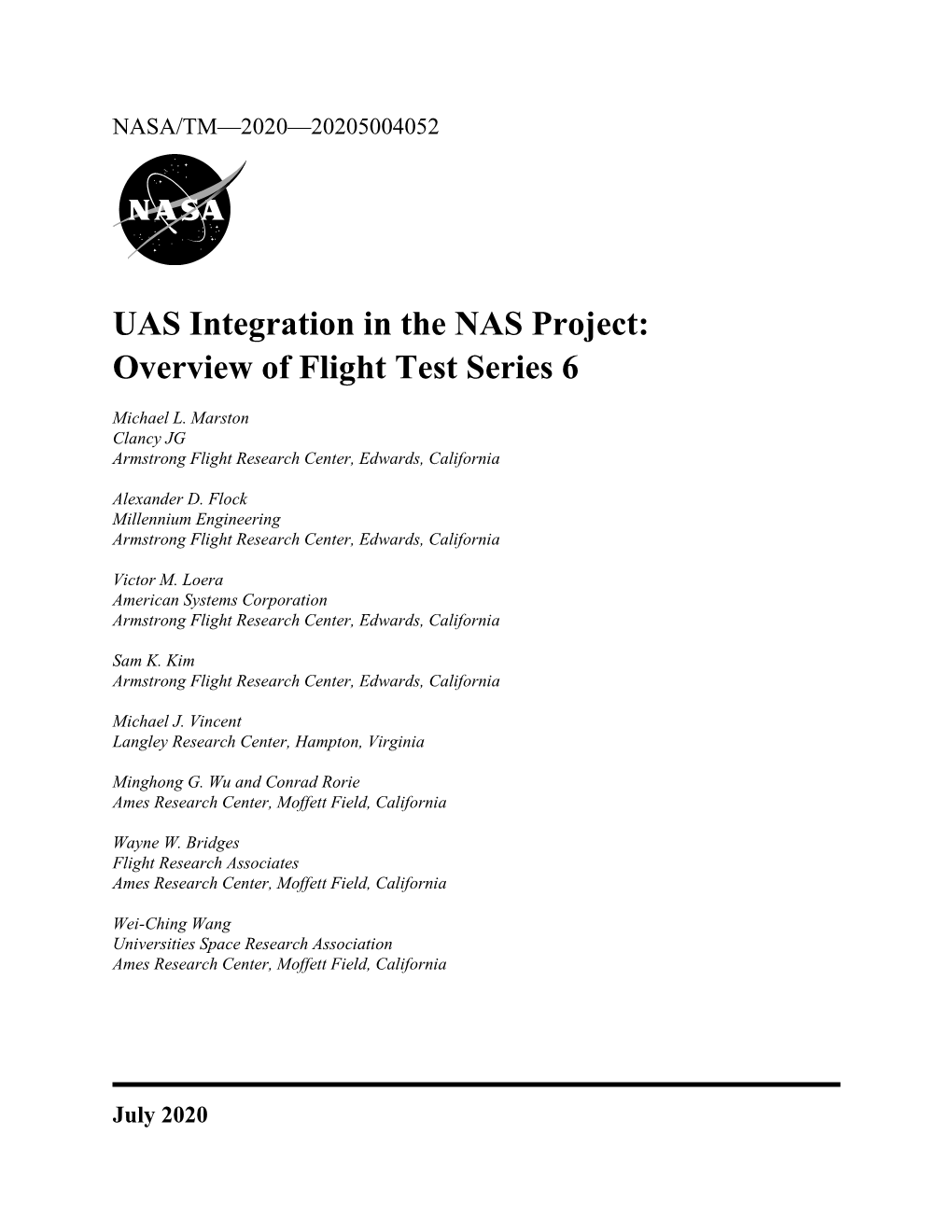 UAS Integration in the NAS Project: Overview of Flight Test Series 6