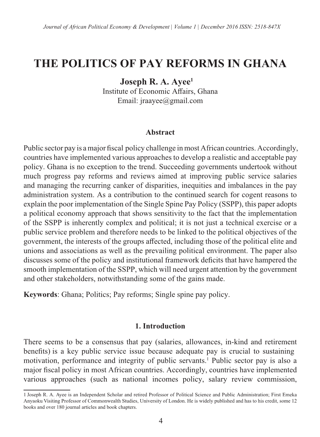 The Politics of Pay Reforms in Ghana