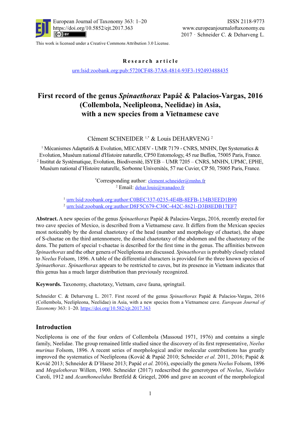 First Record of the Genus Spinaethorax Papáč & Palacios-Vargas, 2016 (Collembola, Neelipleona, Neelidae) in Asia, with a New Species from a Vietnamese Cave