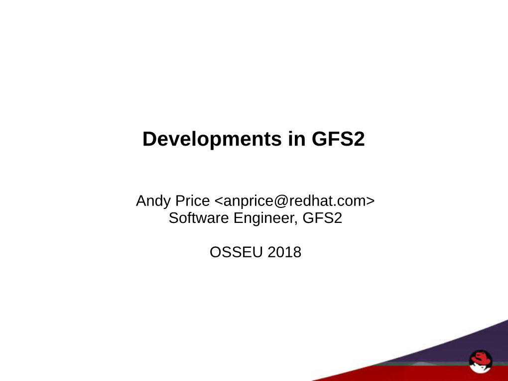 Developments in GFS2
