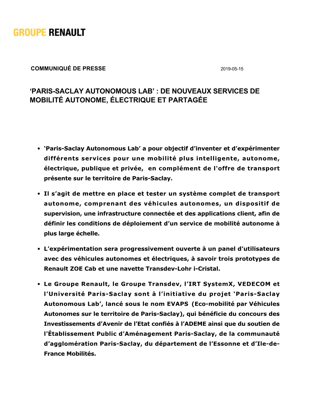 Parissaclay Autonomous