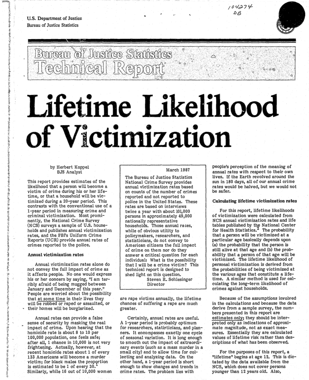 Lifetime Likelihood of Victimization