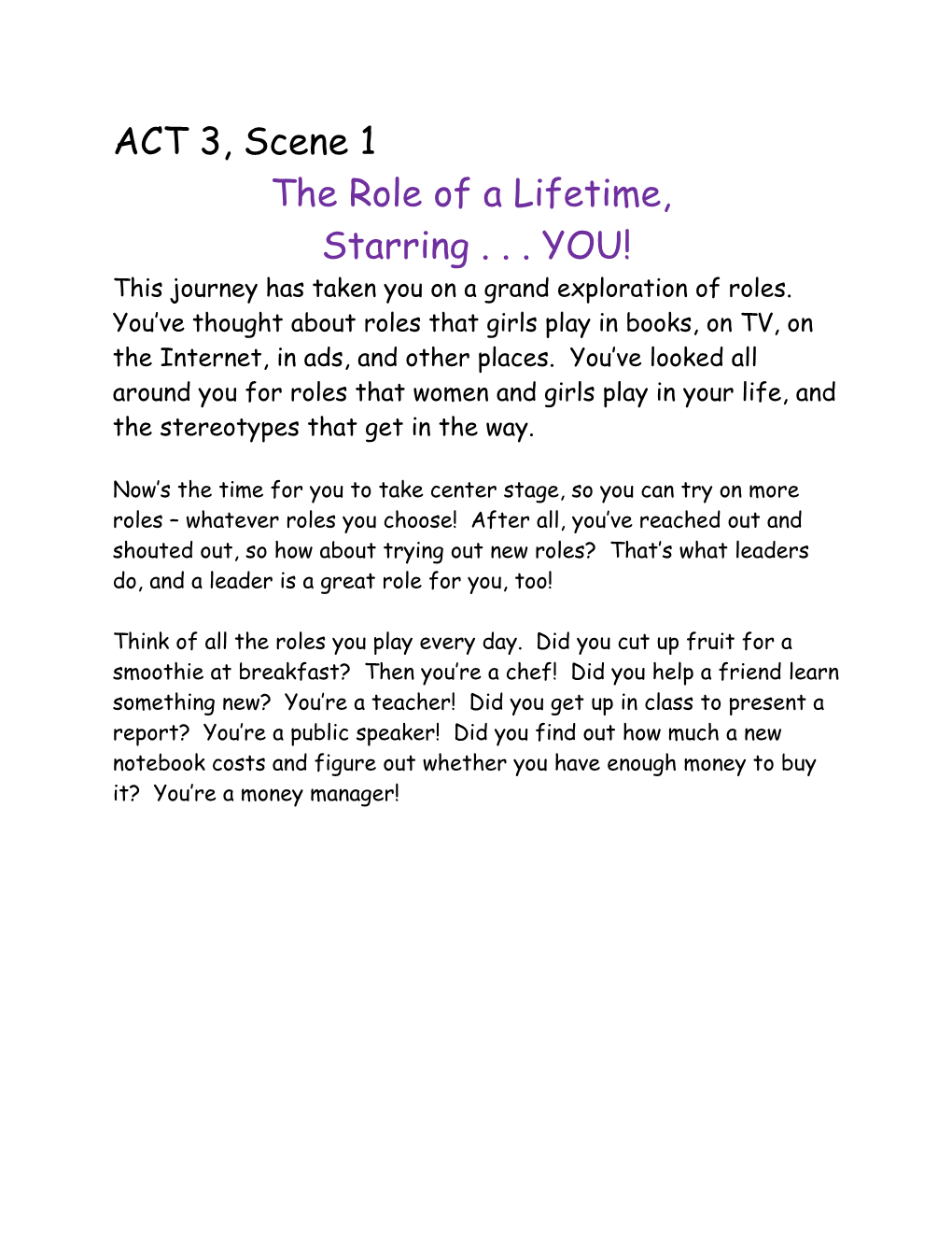 The Role of a Lifetime