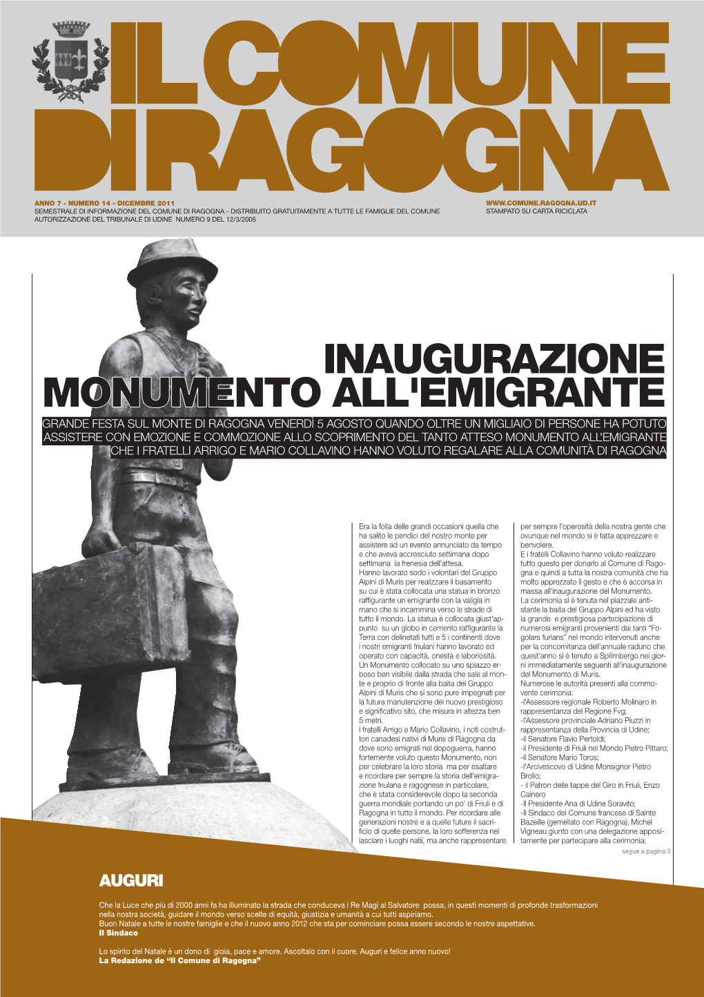 Inaugurazione Monumento All'emigrante