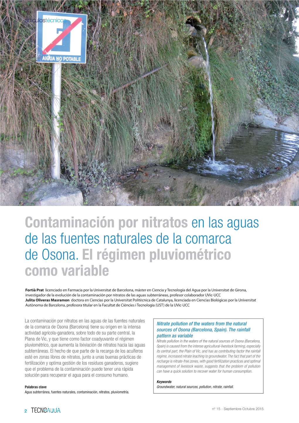 Contaminación Por Nitratos En Las Aguas De Las Fuentes Naturales De La Comarca De Osona