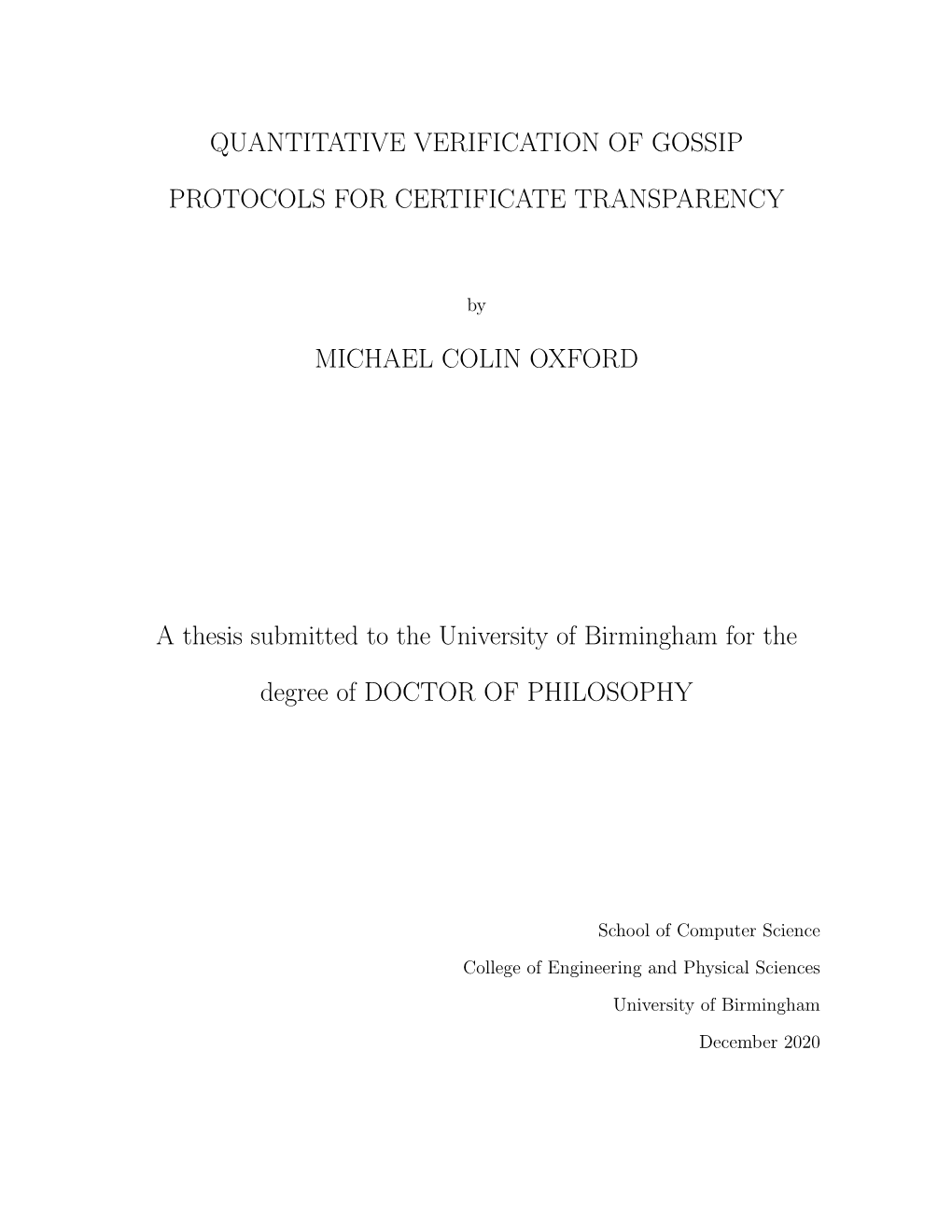 Quantitative Verification of Gossip Protocols for Certificate Transparency