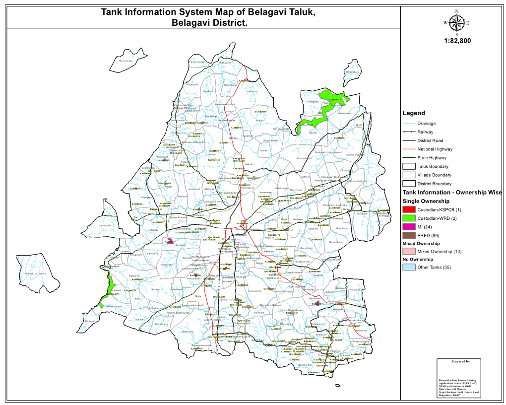 Tank Information System Map of Belagavi Taluk, Belagavi District. Μ 1:82,800