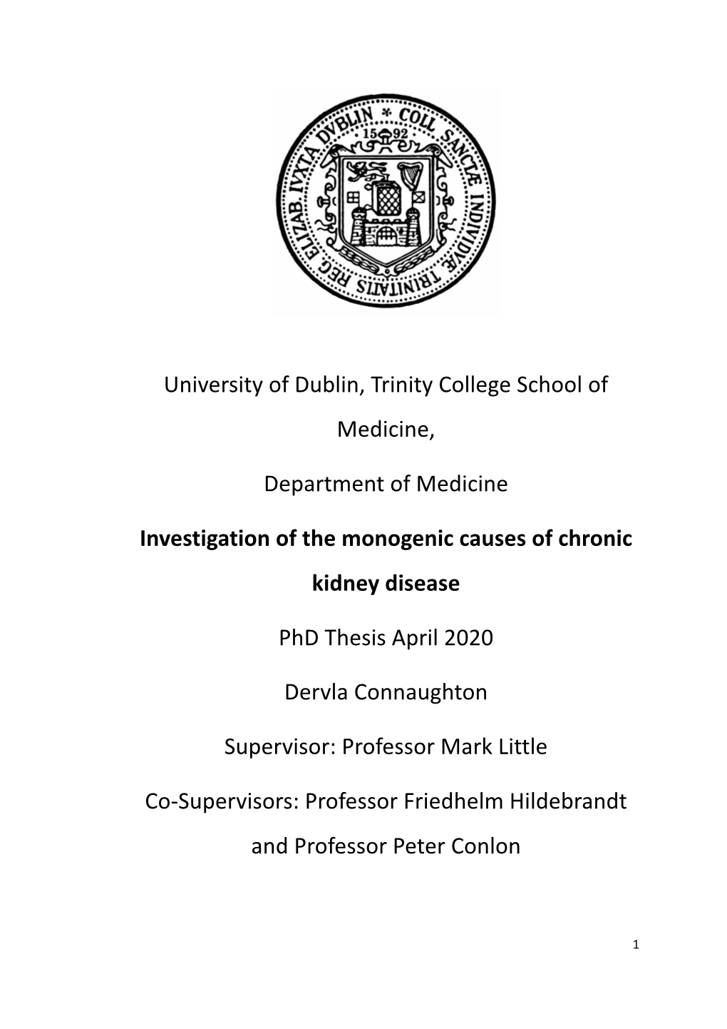 Monogenic Causation in Chronic Kidney Disease