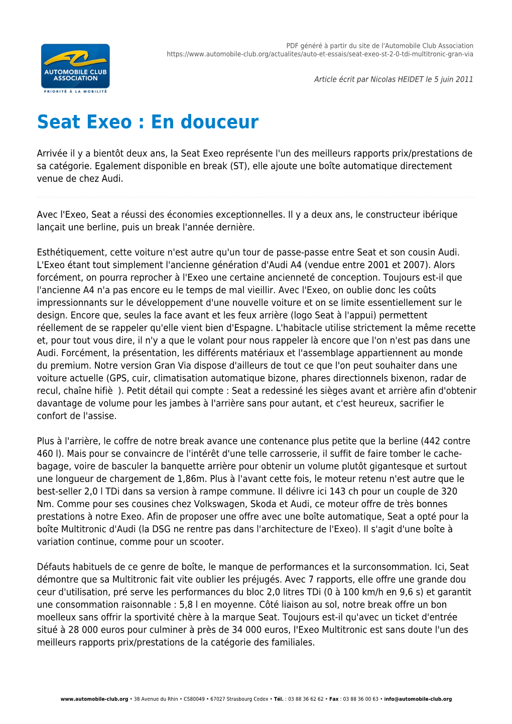 Seat Exeo : En Douceur