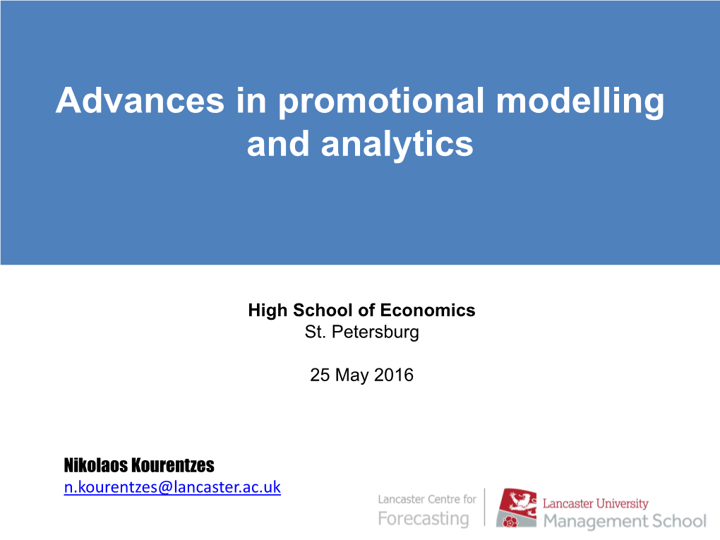 Advances in Promotional Modelling and Analytics