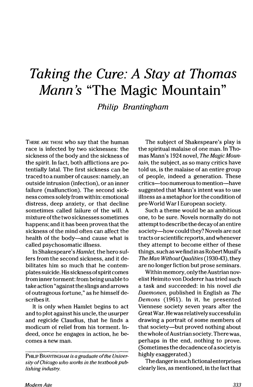 Taking the Cure: a Stay at Thomas Mann's 