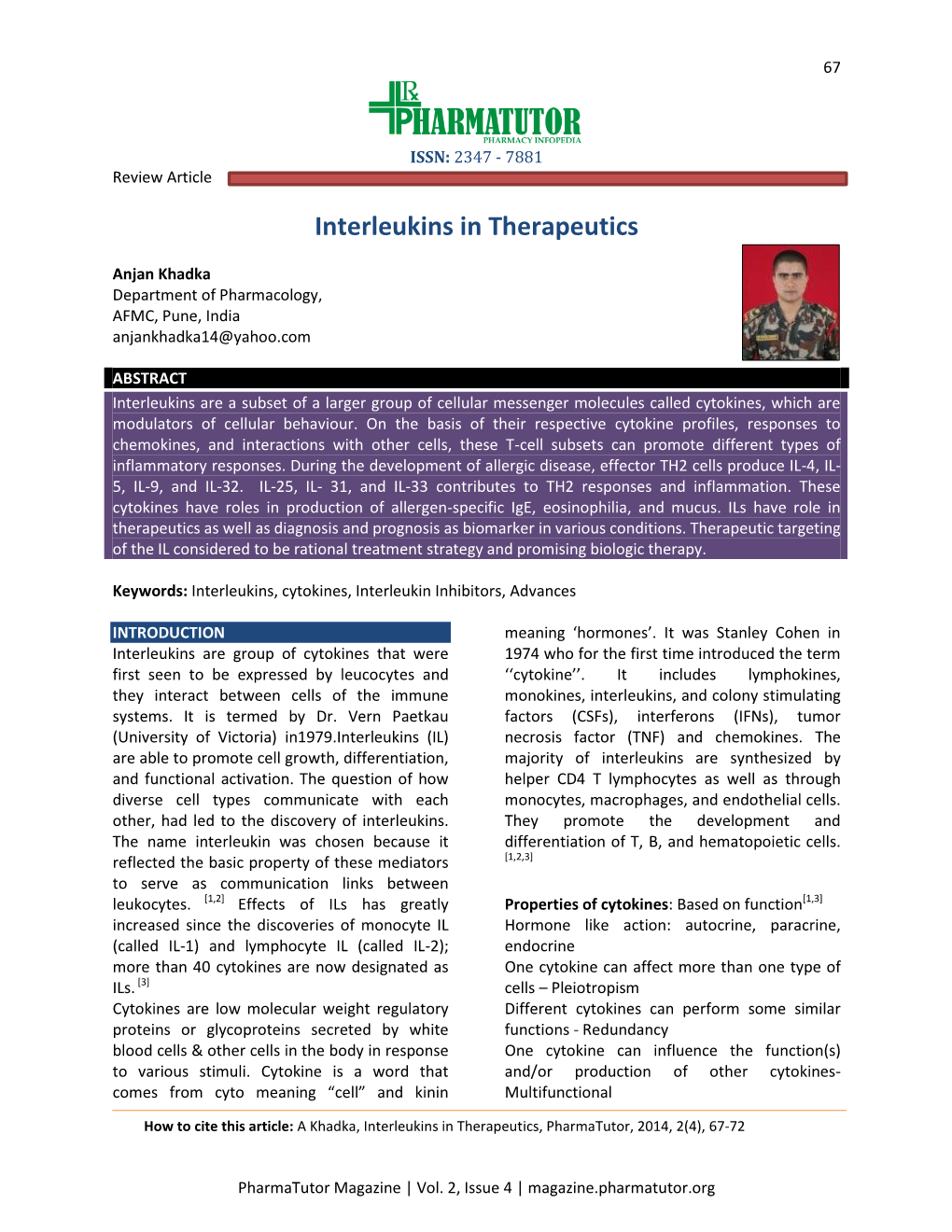 Interleukins in Therapeutics