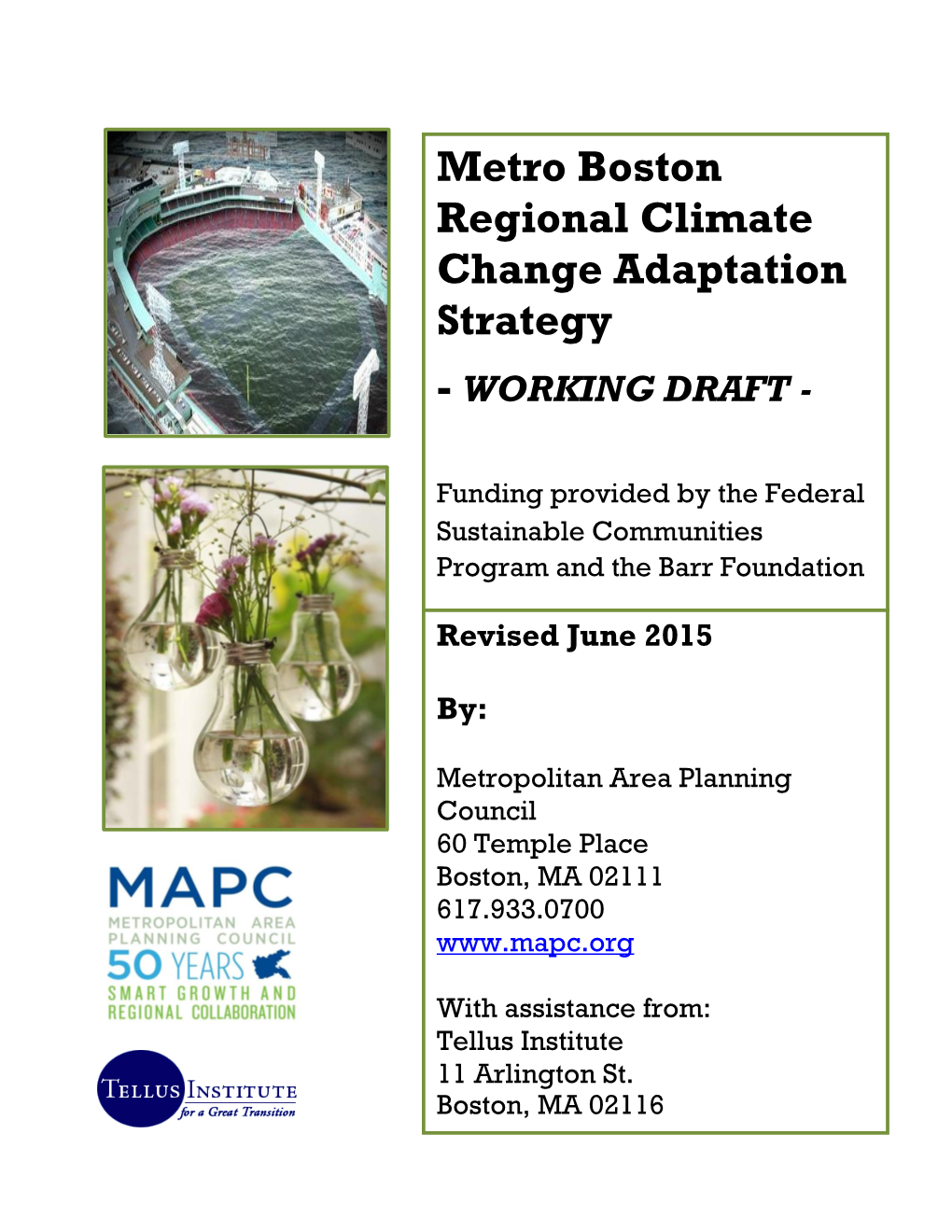 Metro Boston Regional Climate Change Adaptation Strategy - WORKING DRAFT