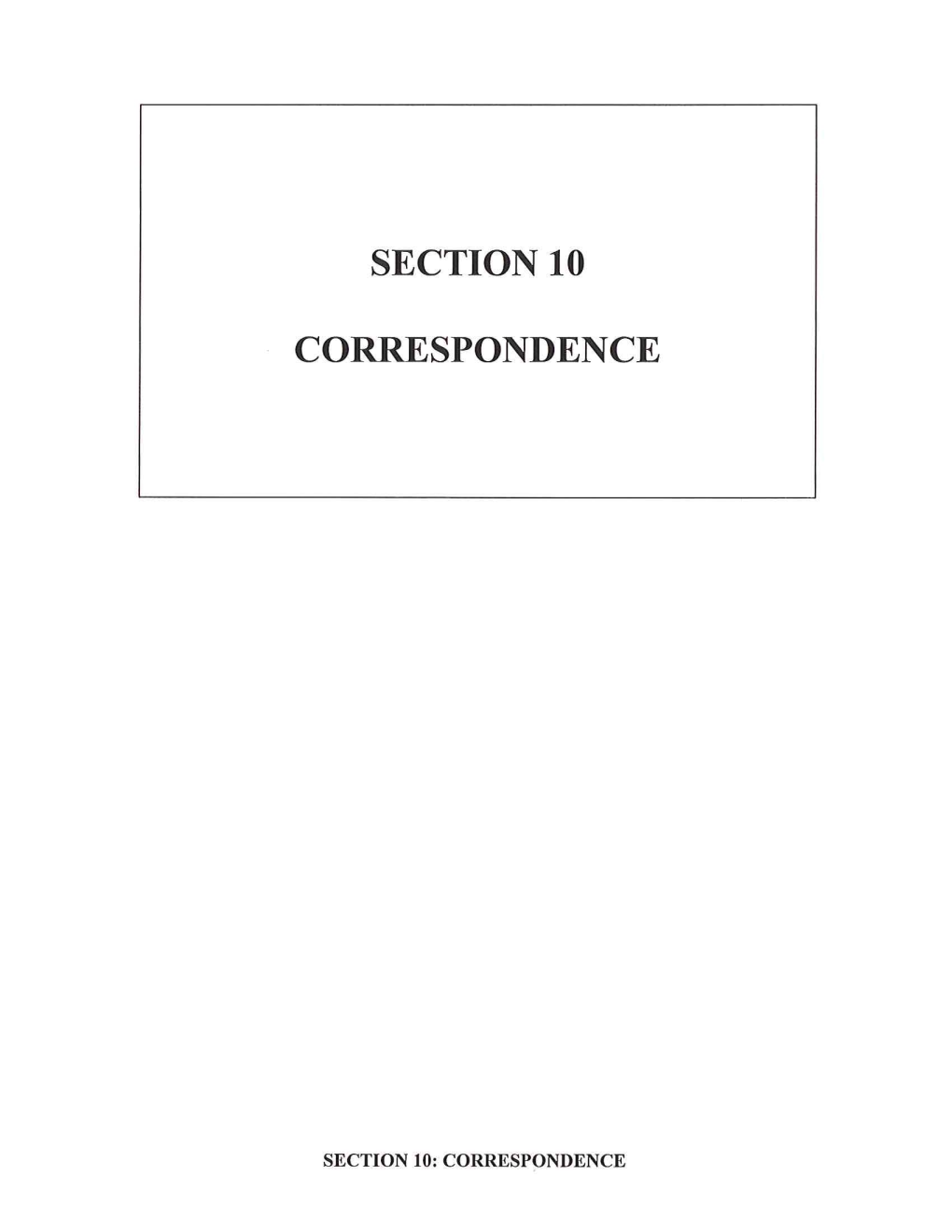 Section 10 Correspondence