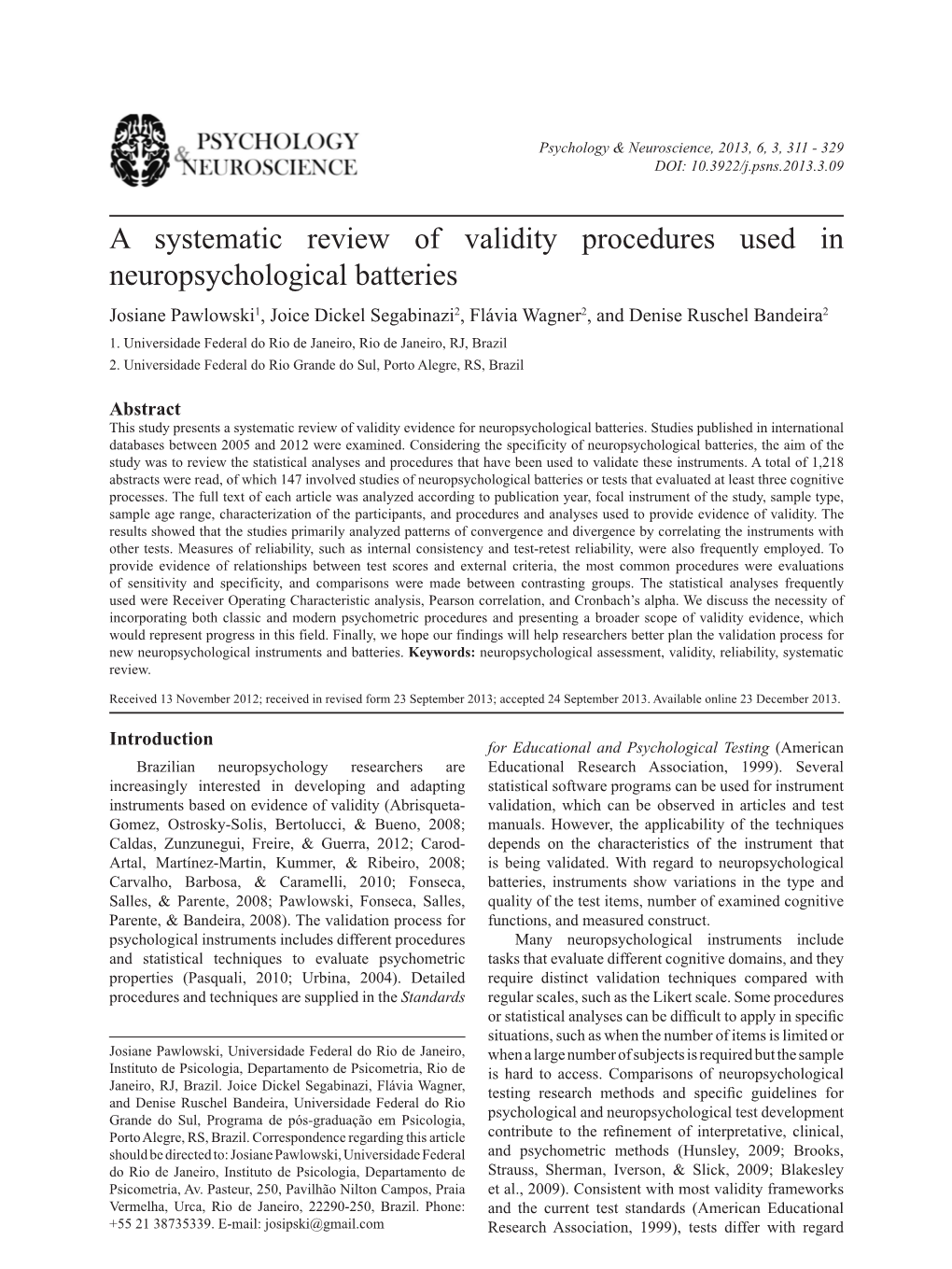 A Systematic Review of Validity Procedures Used in Neuropsychological Batteries