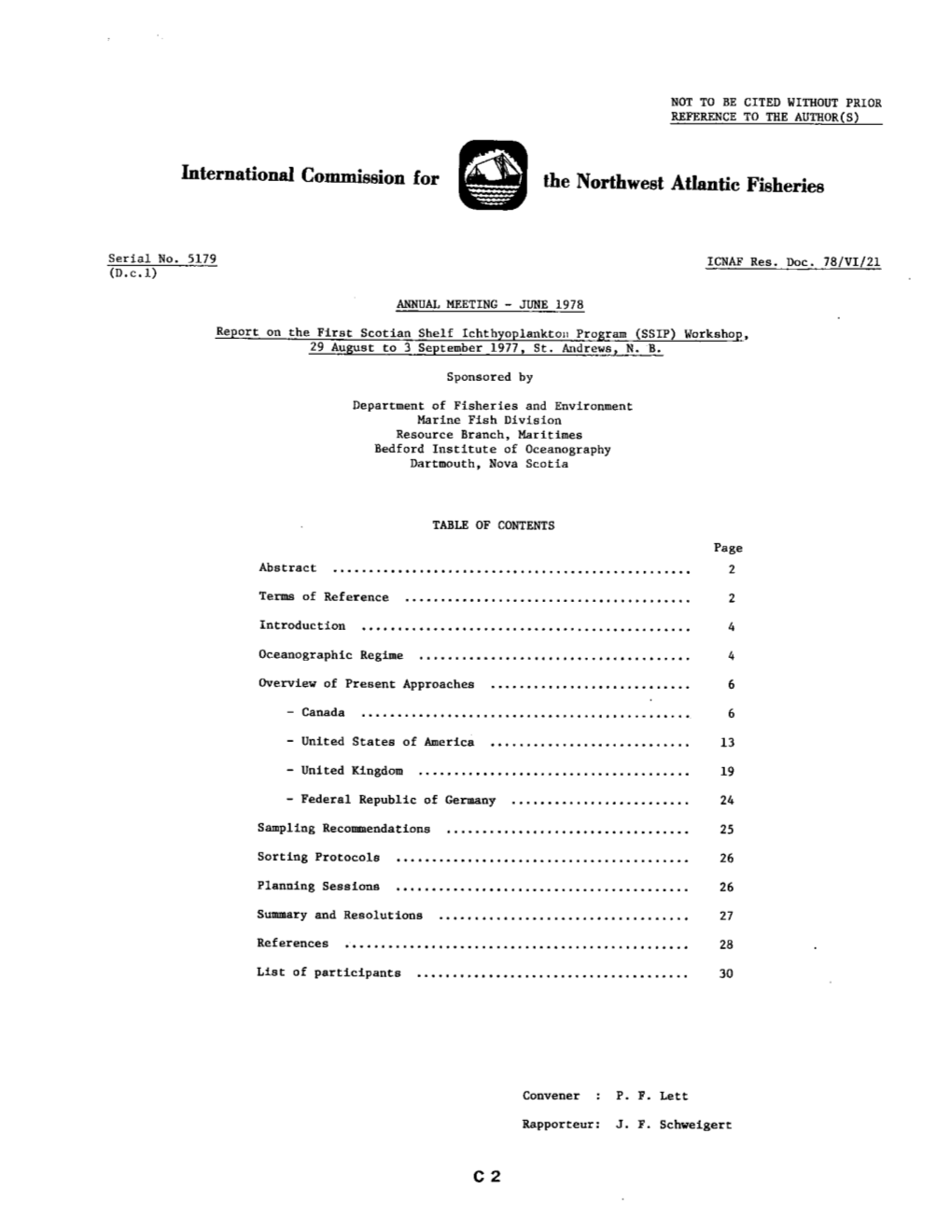 Report on the First Scotian Shelf Ichthyoplankton Program