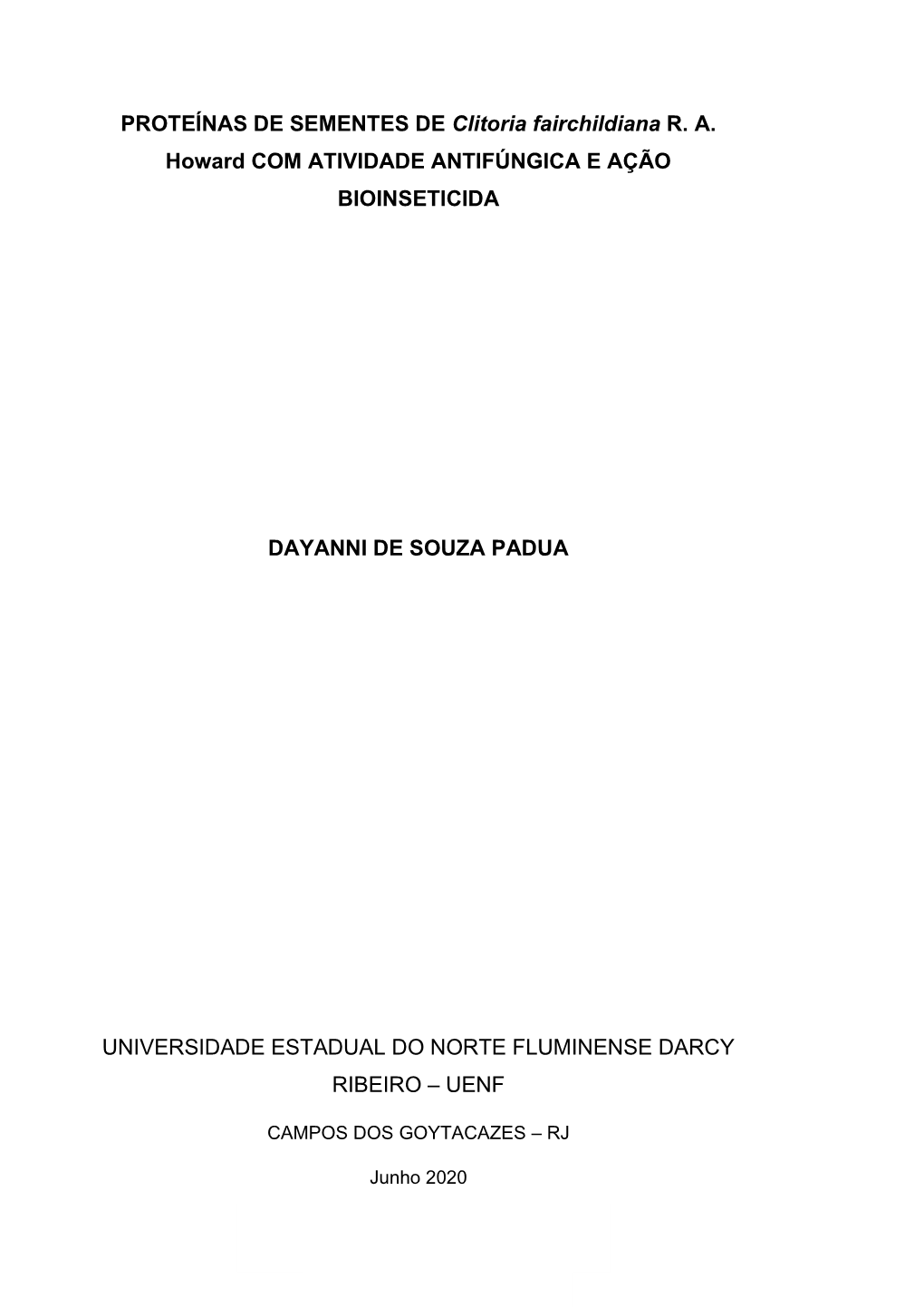 PROTEÍNAS DE SEMENTES DE Clitoria Fairchildiana RA