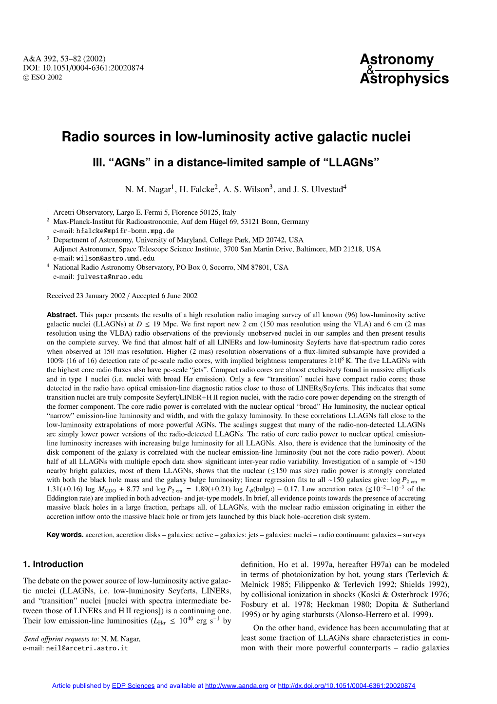 Radio Sources in Low-Luminosity Active Galactic Nuclei