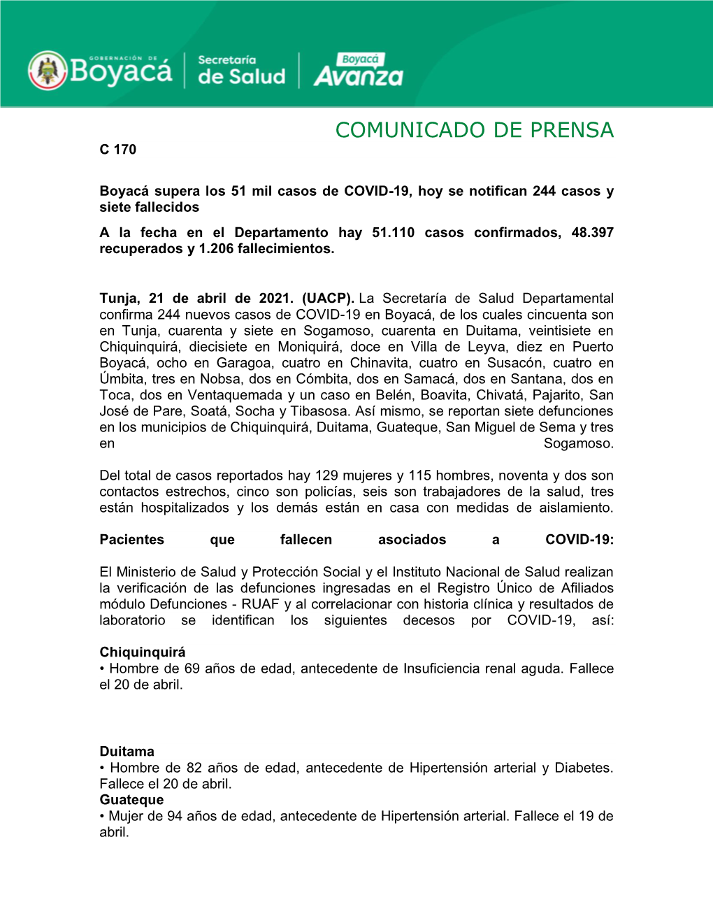 Comunicado De Prensa C 170