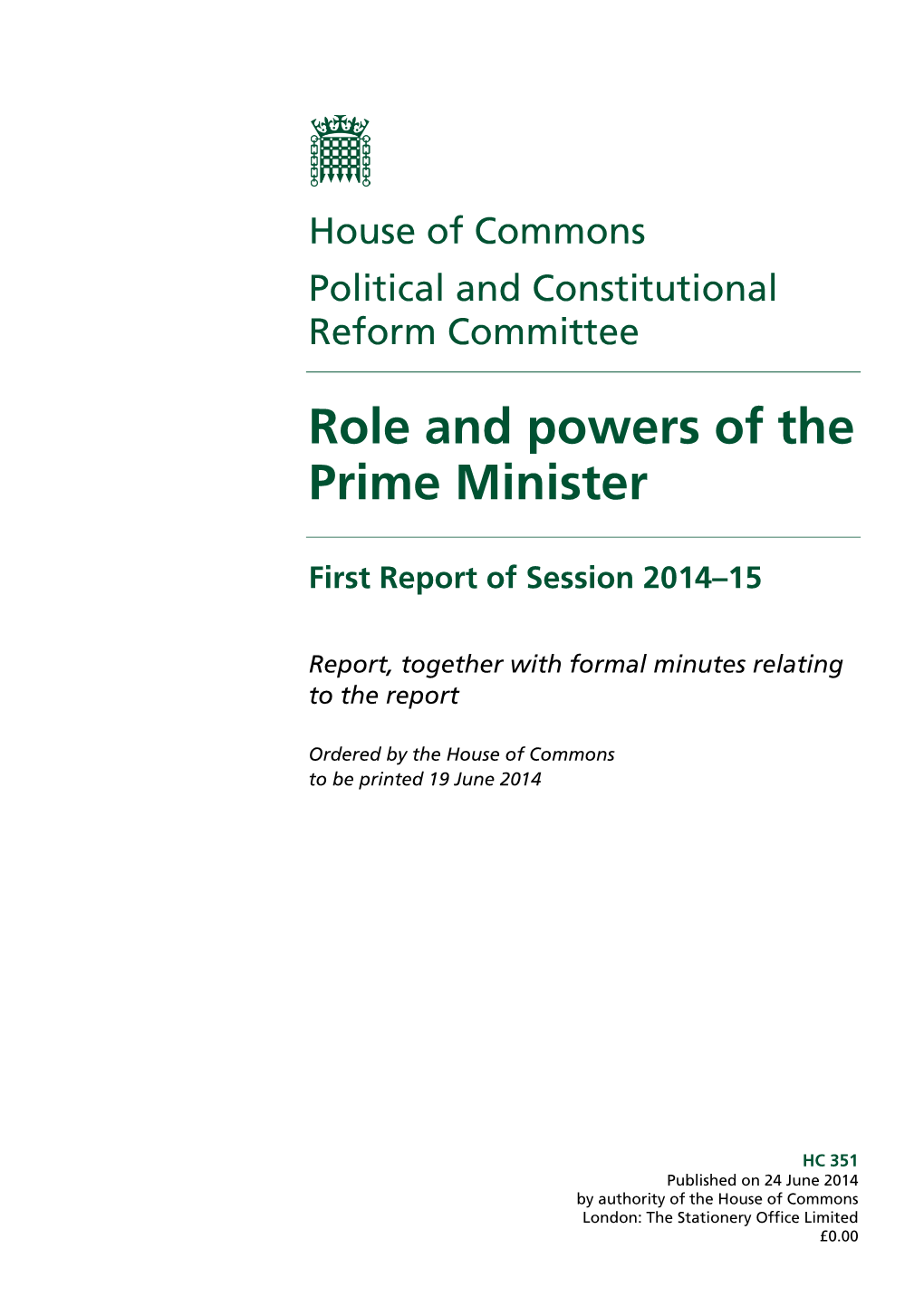 Role and Powers of the Prime Minister