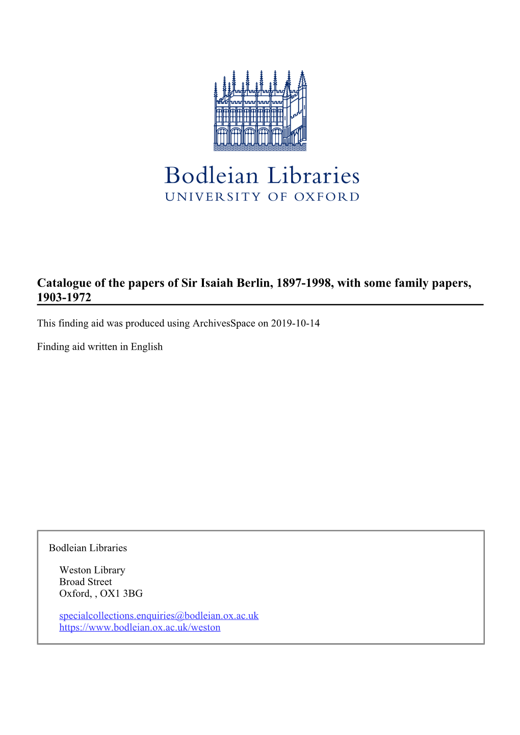 The Isaiah Berlin Papers (PDF)