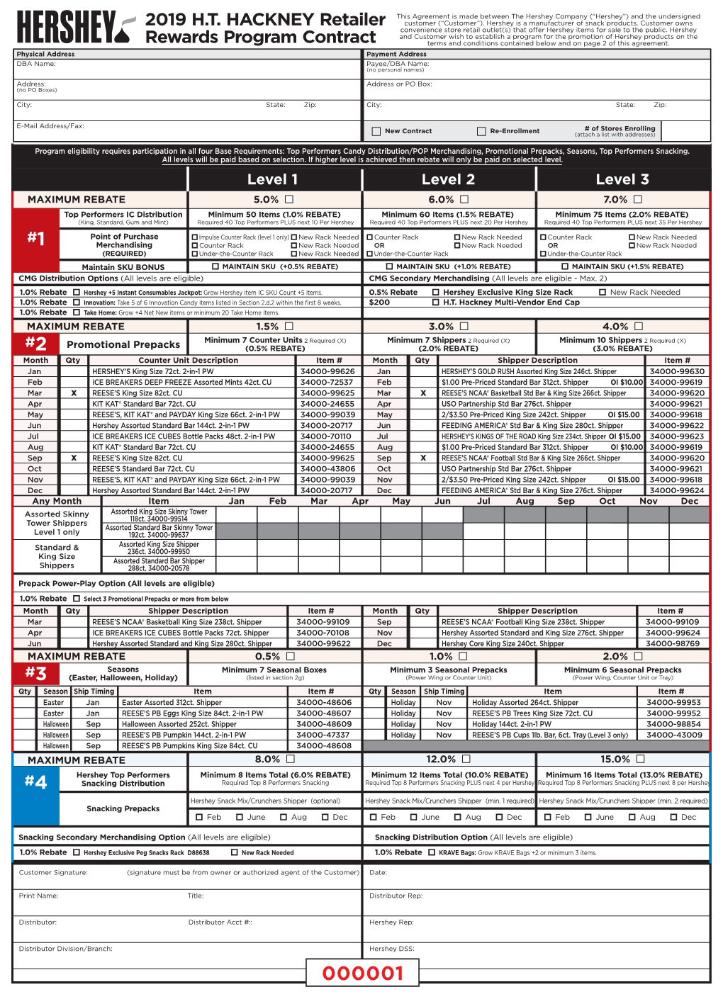 2019 H.T. HACKNEY Retailer Rewards Program Contract
