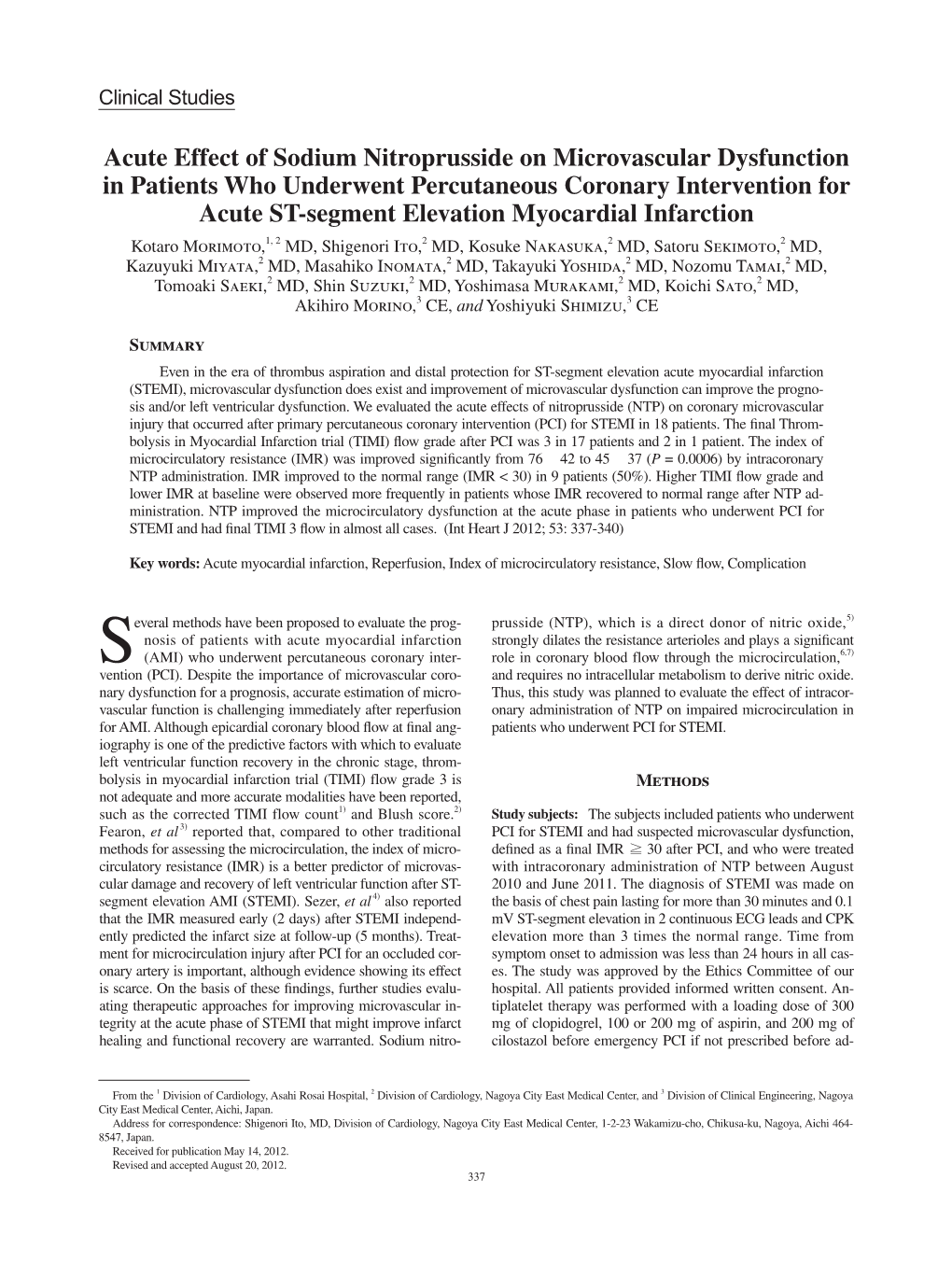 Acute Effect of Sodium Nitroprusside on Microvascular Dysfunction In