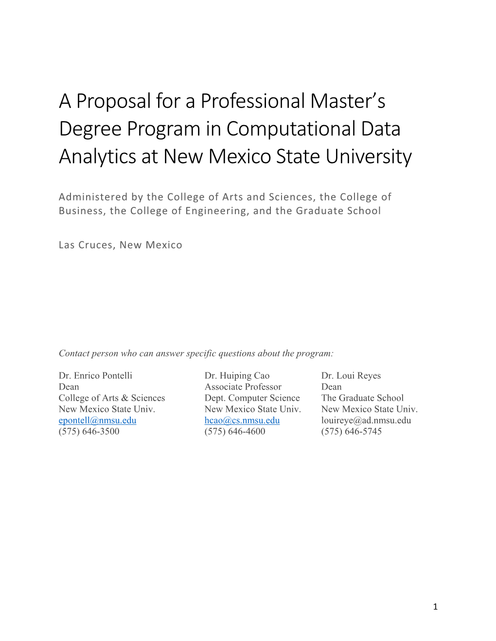 Professional Master of Computational Data Analytics