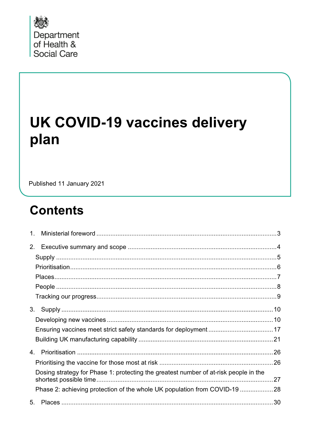 UK COVID-19 Vaccines Delivery Plan