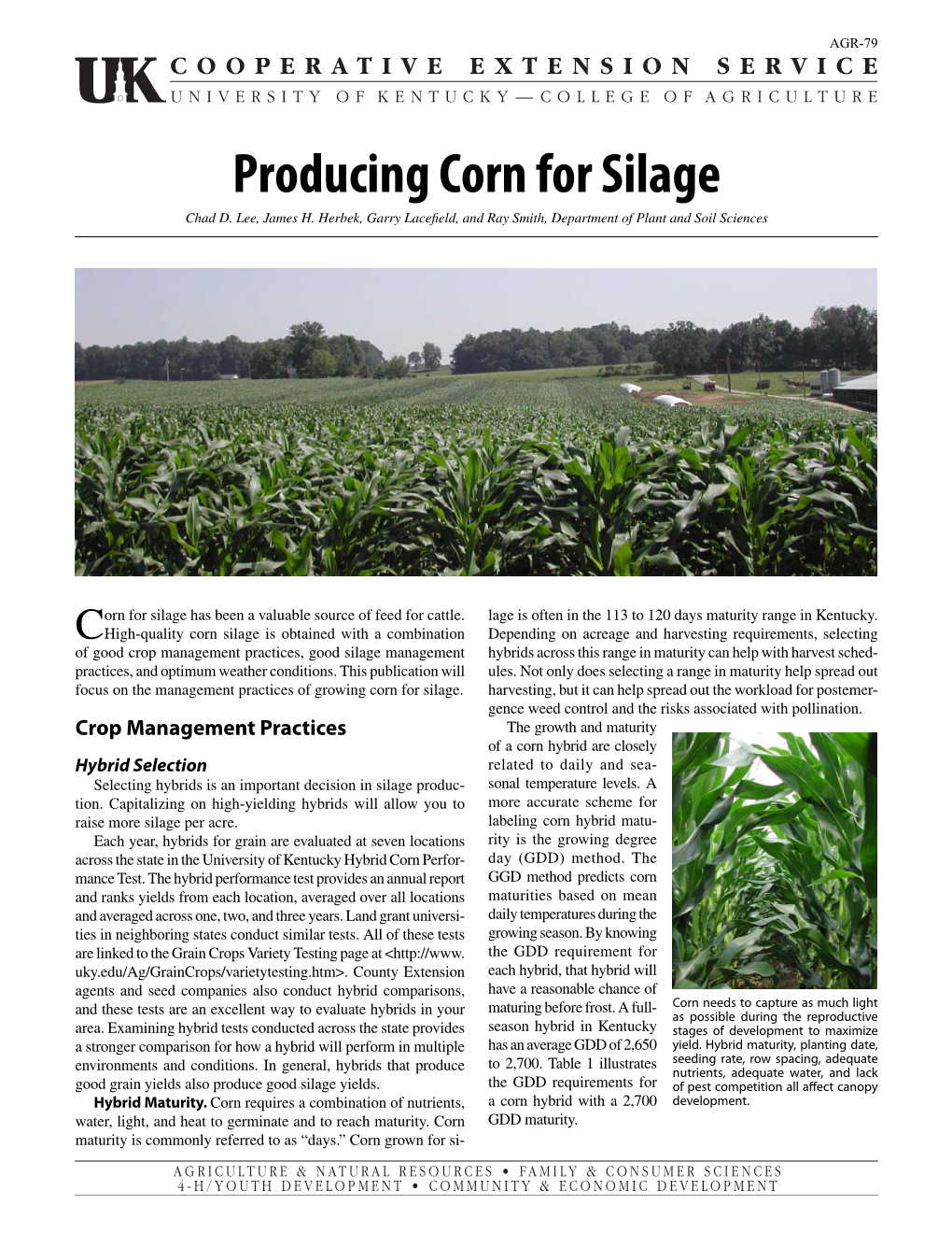 Agr79: Producing Corn for Silage