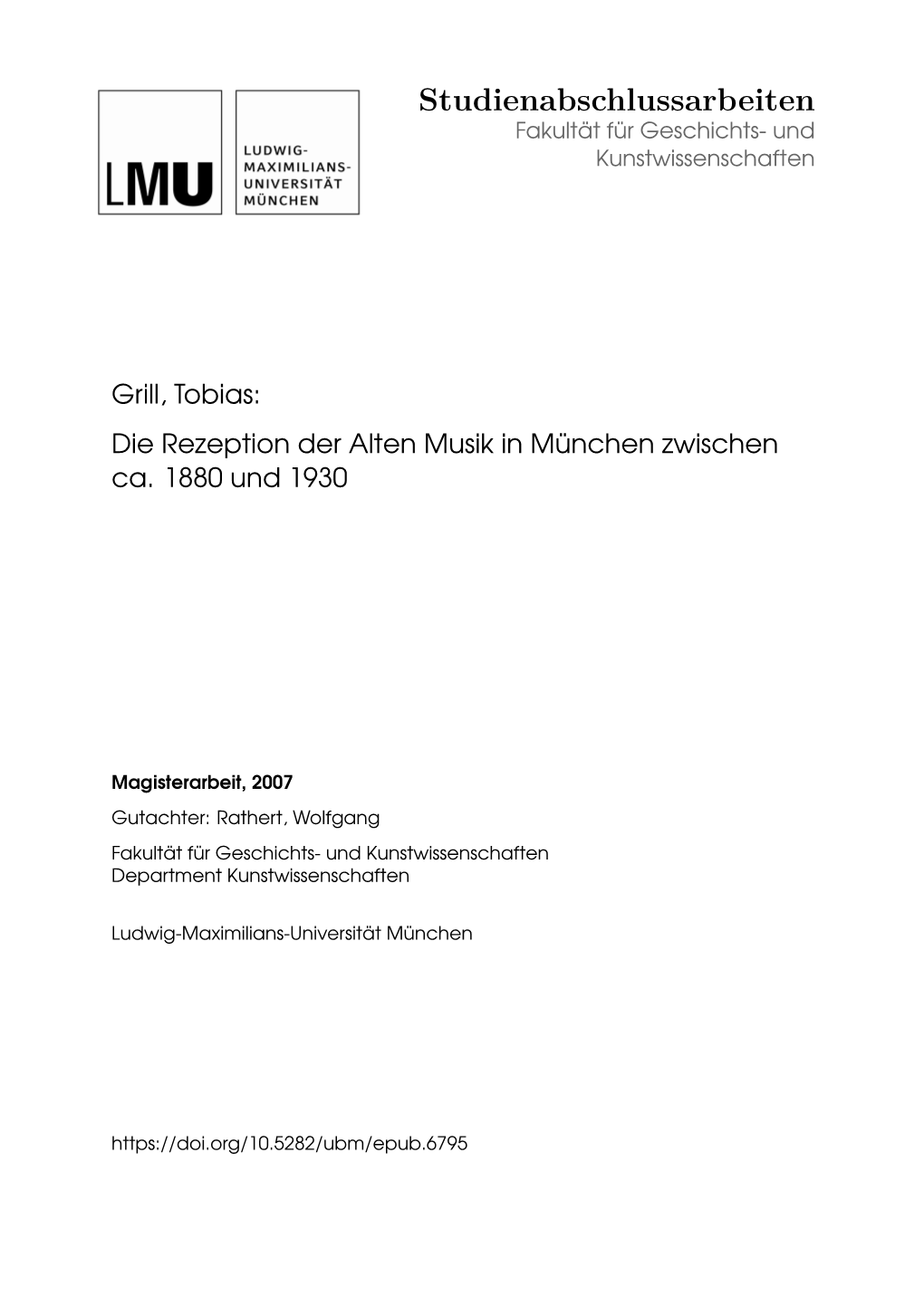 Die Rezeption Der Alten Musik in München Zwischen Ca