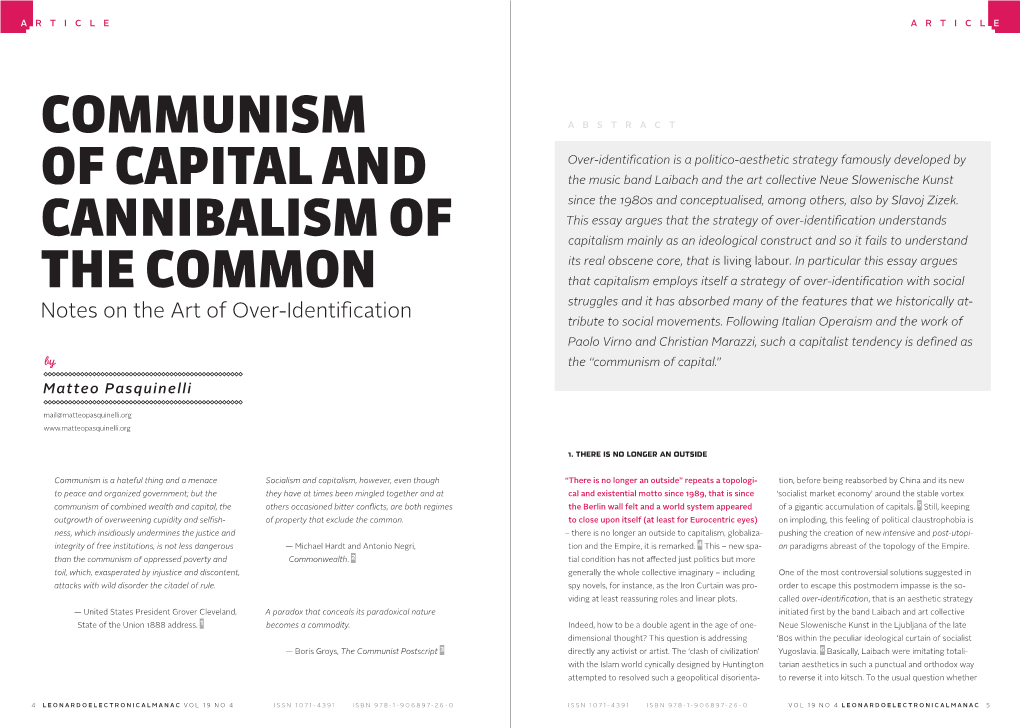 Communism of Capital and Cannibalism of the Common